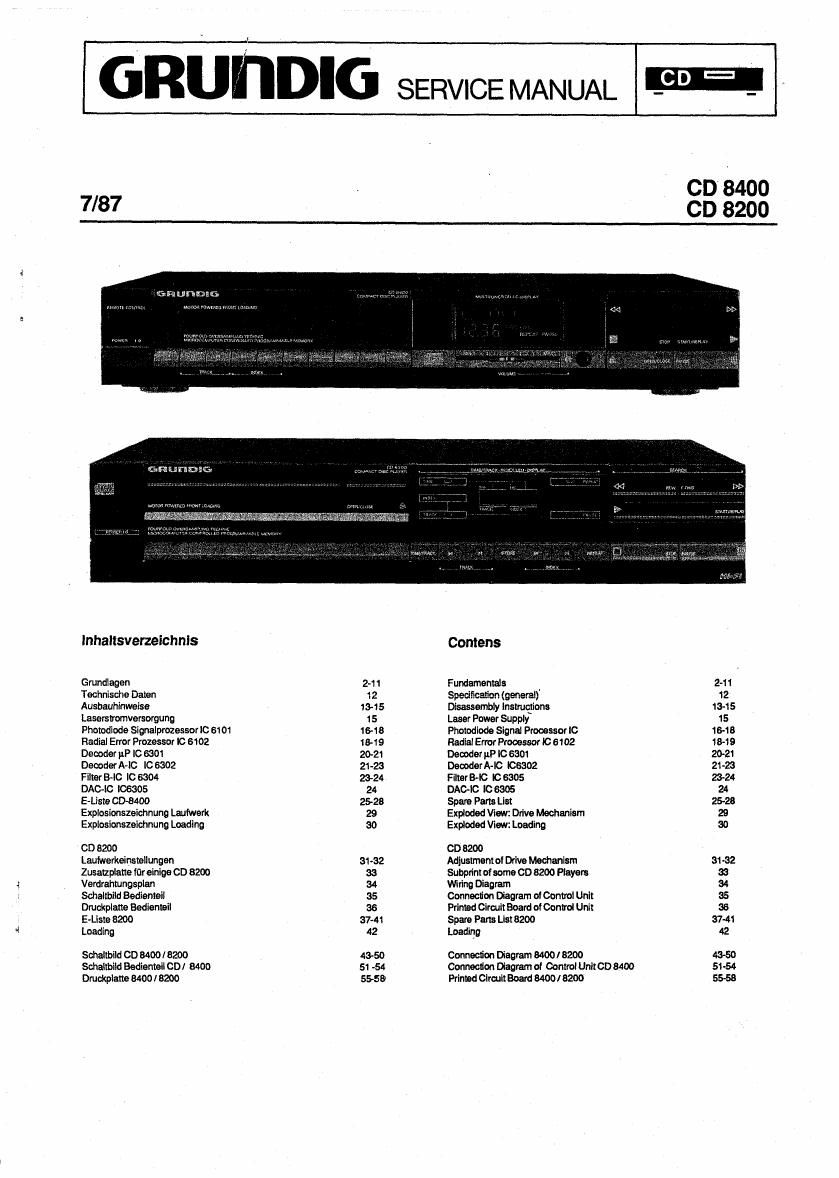 Grundig CD 8200 8400 Service Manual