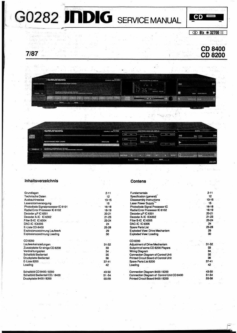 Grundig CD 8200 Service Manual