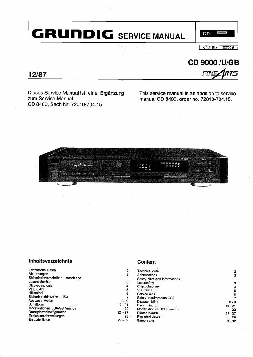 Grundig CD 9000 Service Manual