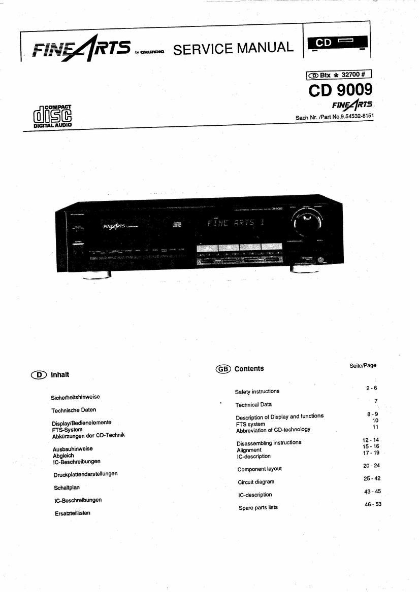 Grundig CD 9009 Service Manual
