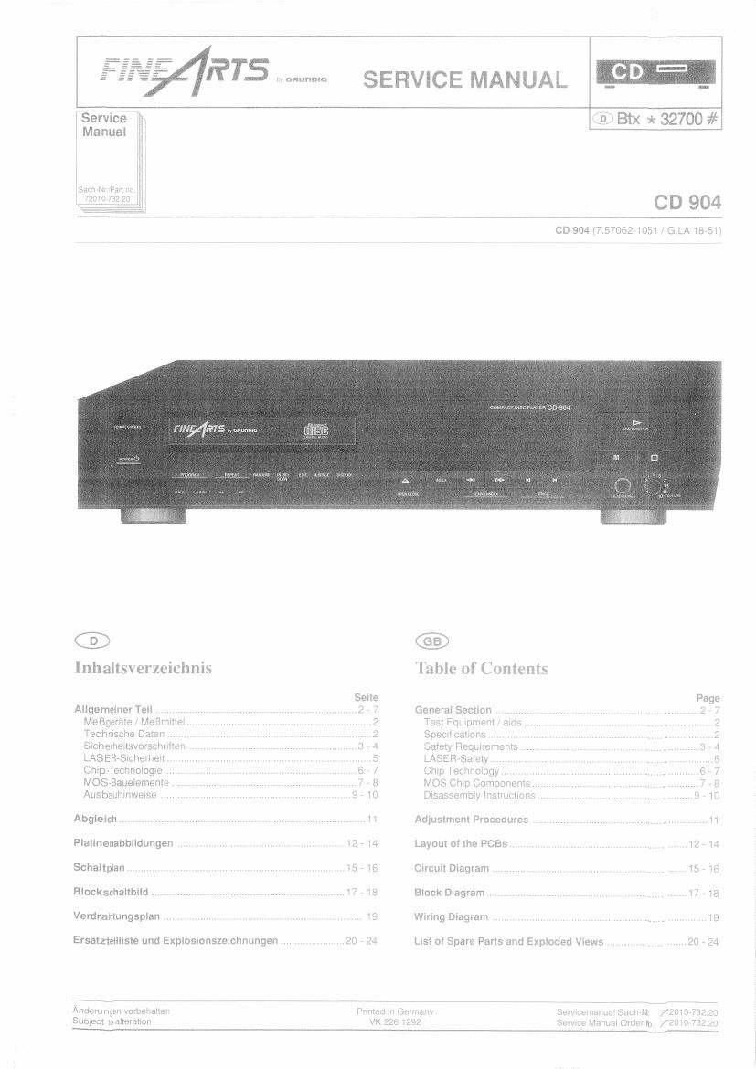 Grundig CD 904 Service Manual