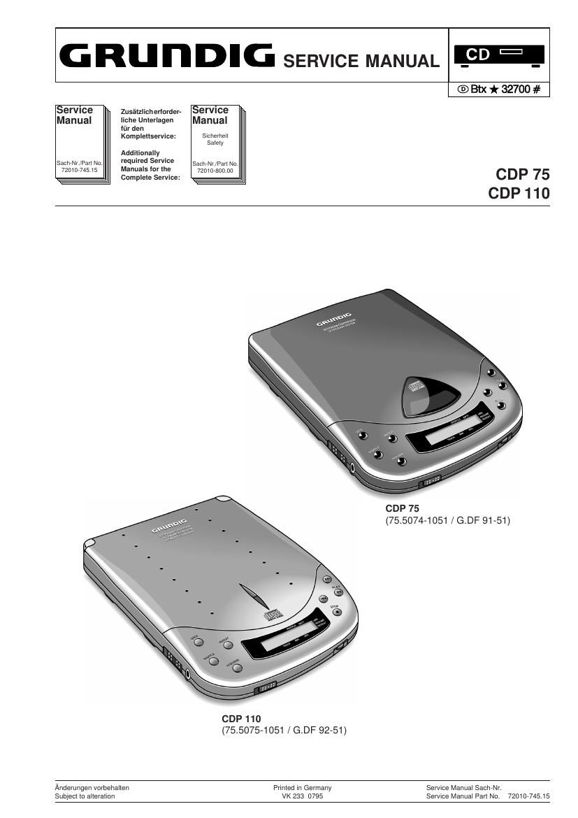 Grundig CDP 110 Service Manual