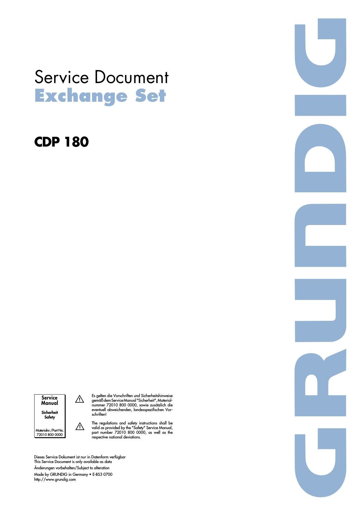 Grundig CDP 180 Service Manual