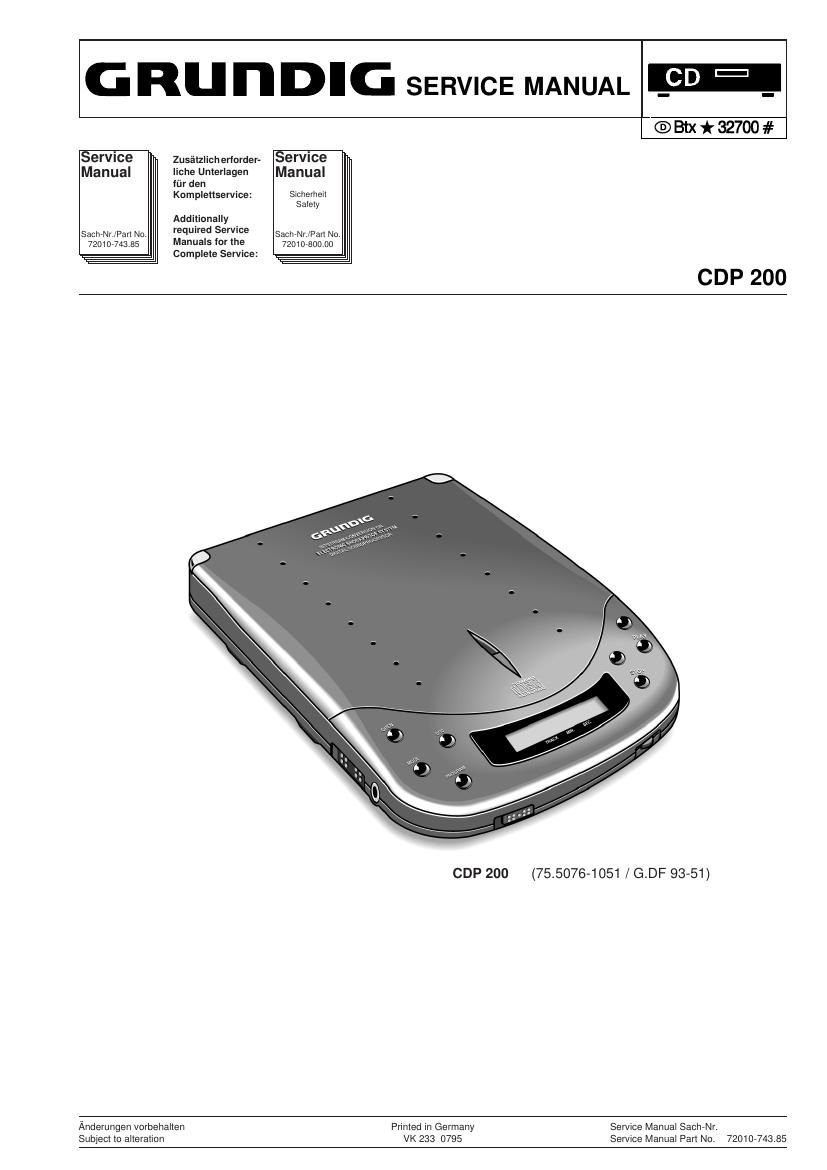 Grundig CDP 200 Service Manual