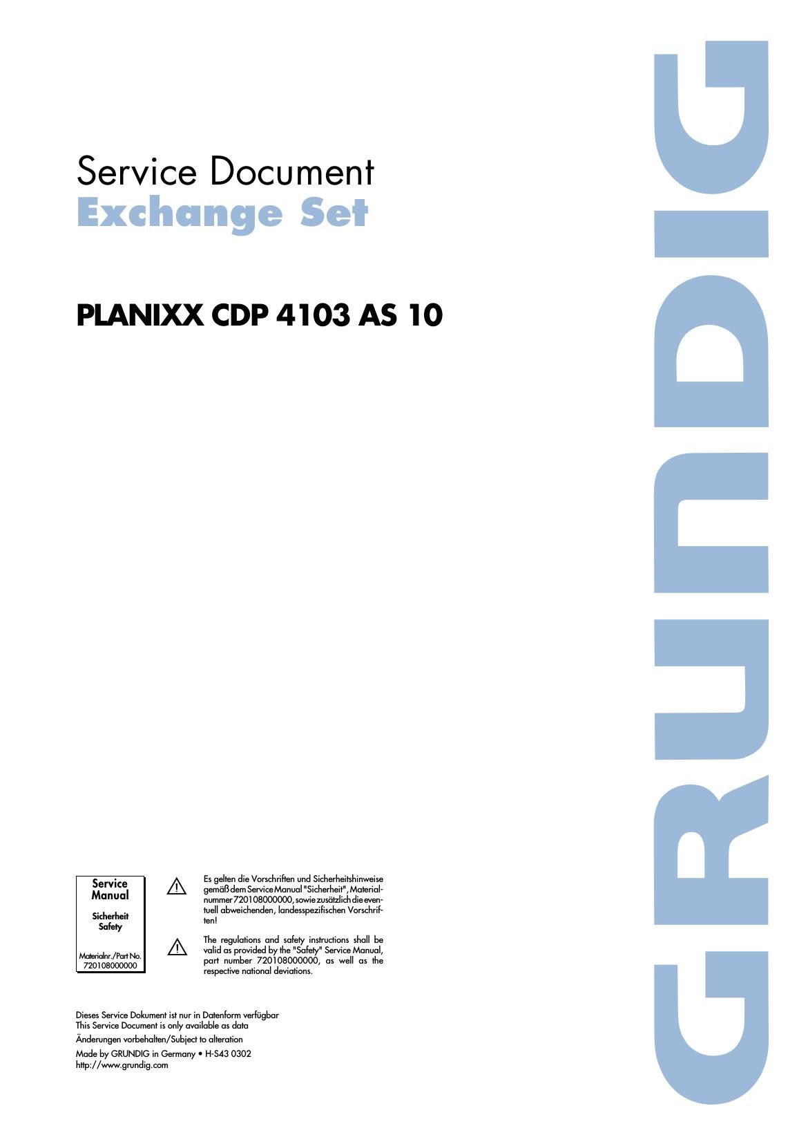 Grundig CDP 4103 Service Manual