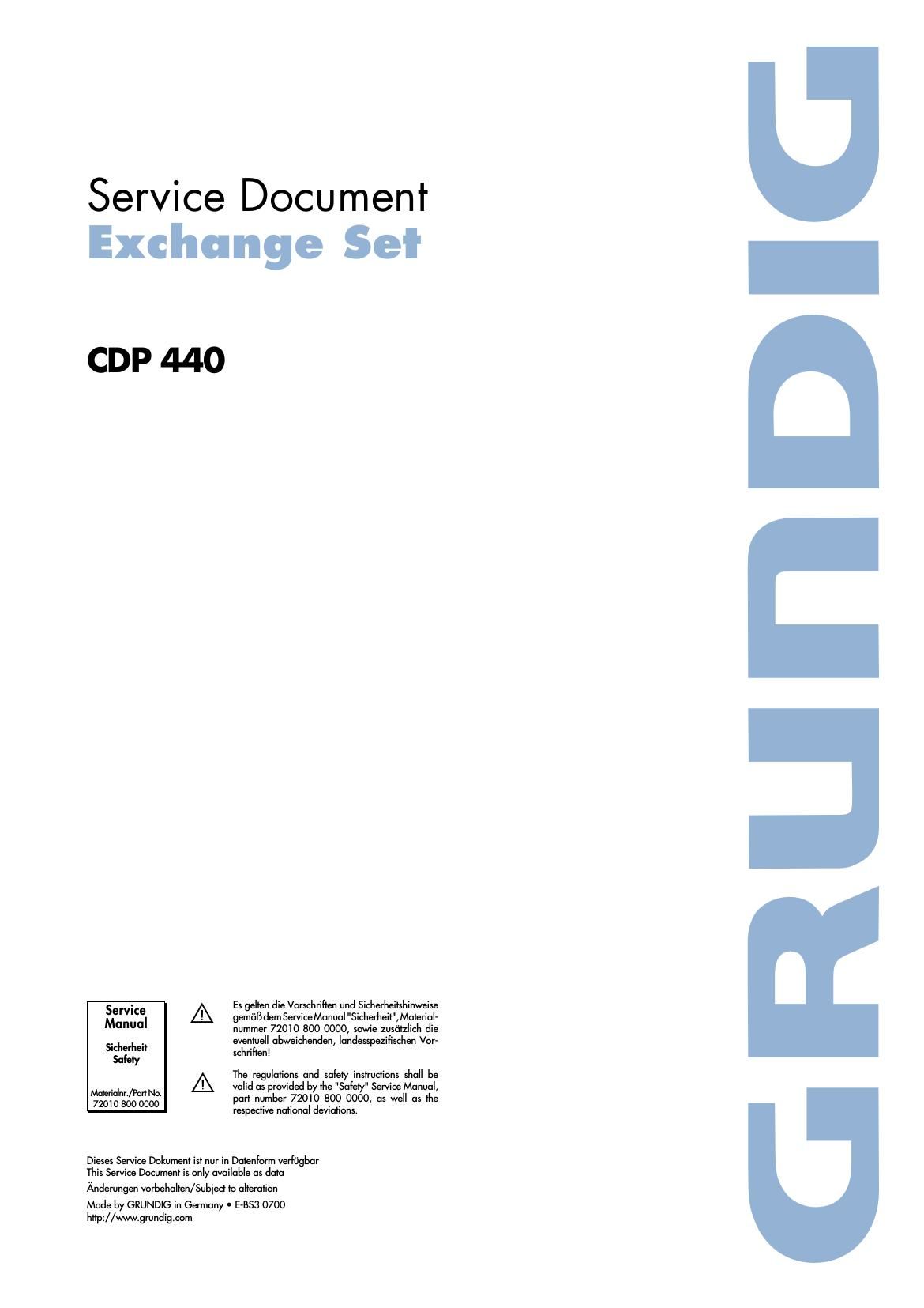 Grundig CDP 440 Service Manual