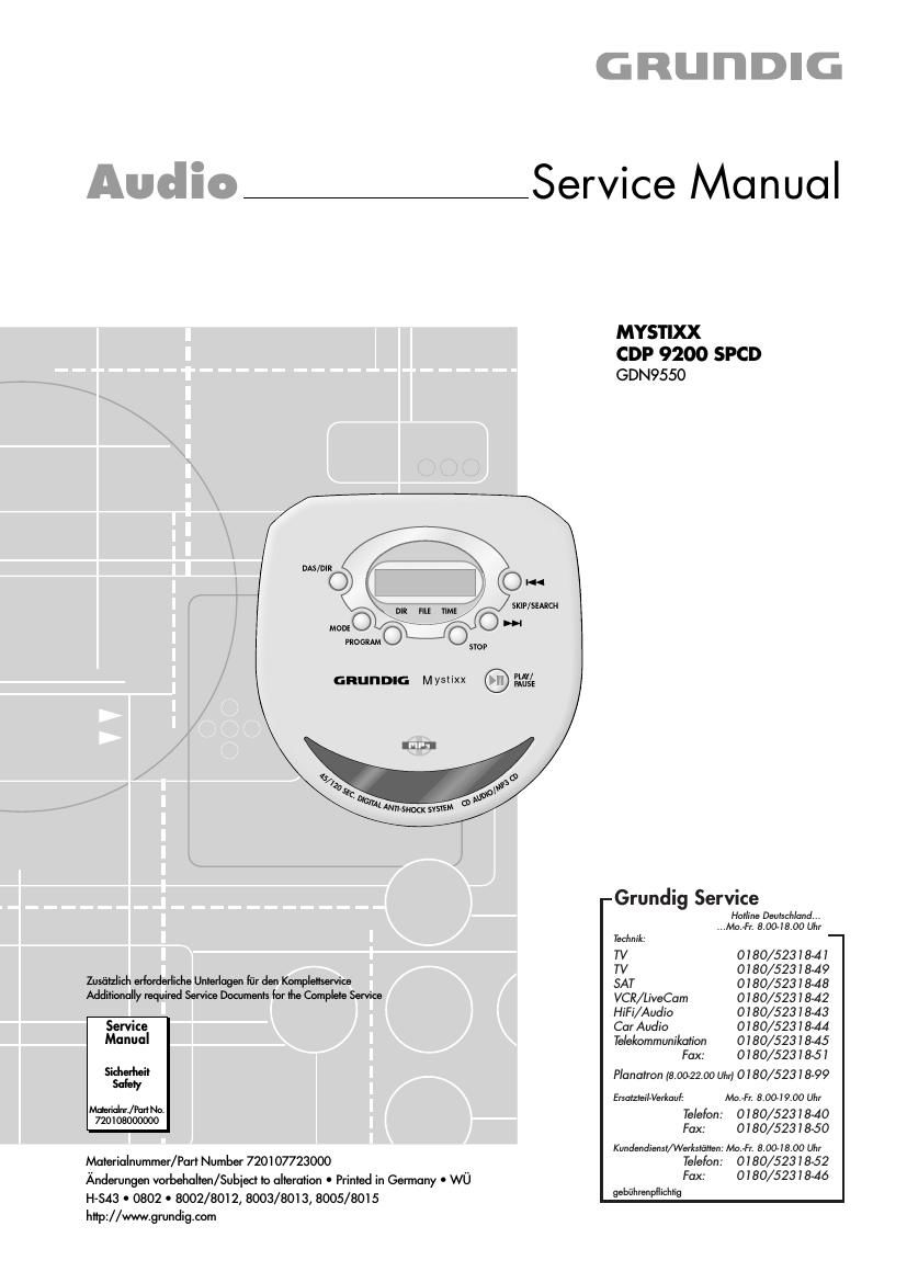 Grundig CDP 9200 SPCD Service Manual