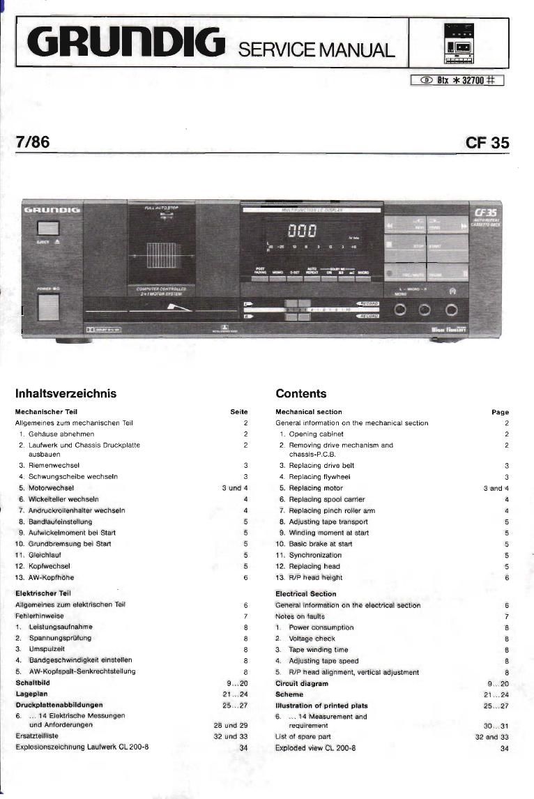 Grundig CF 35 Service Manual