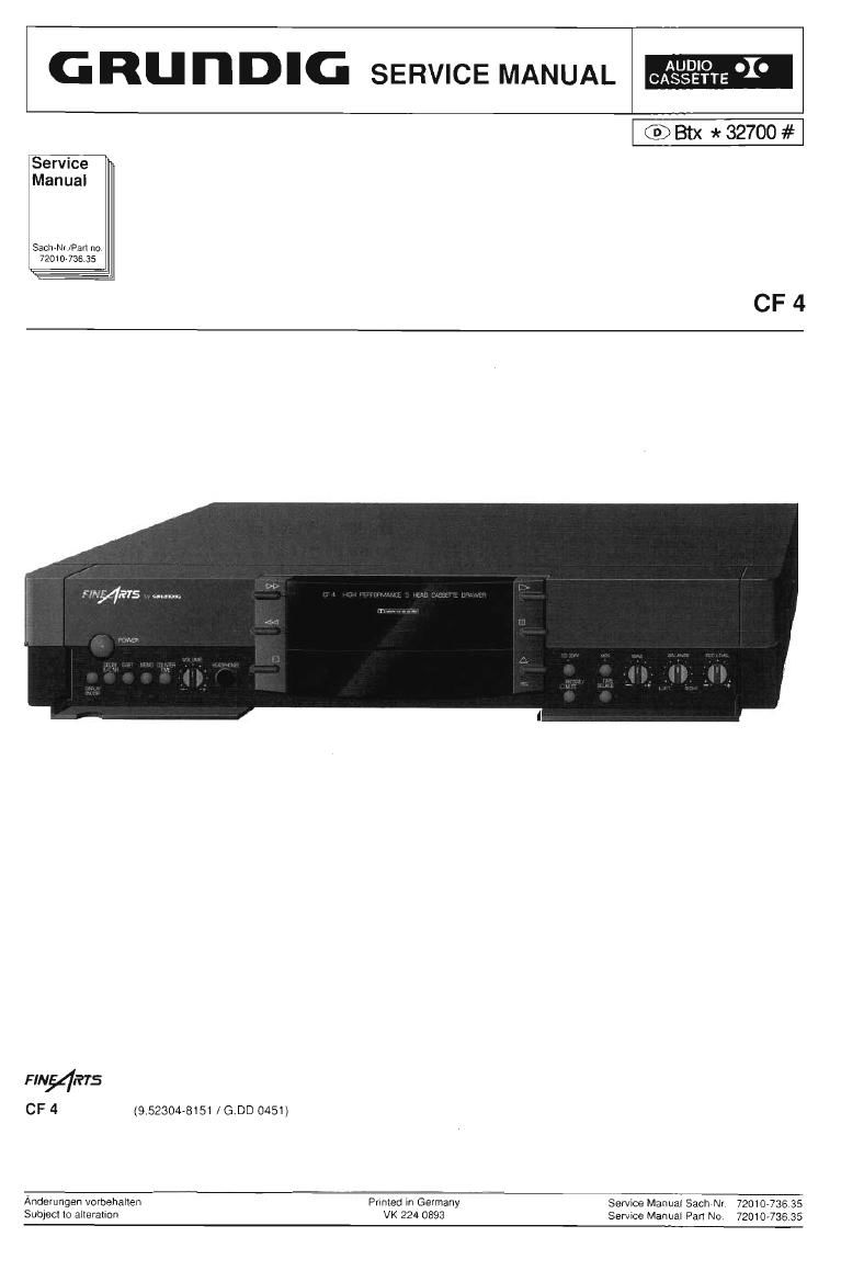 Grundig CF 4 Service Manual