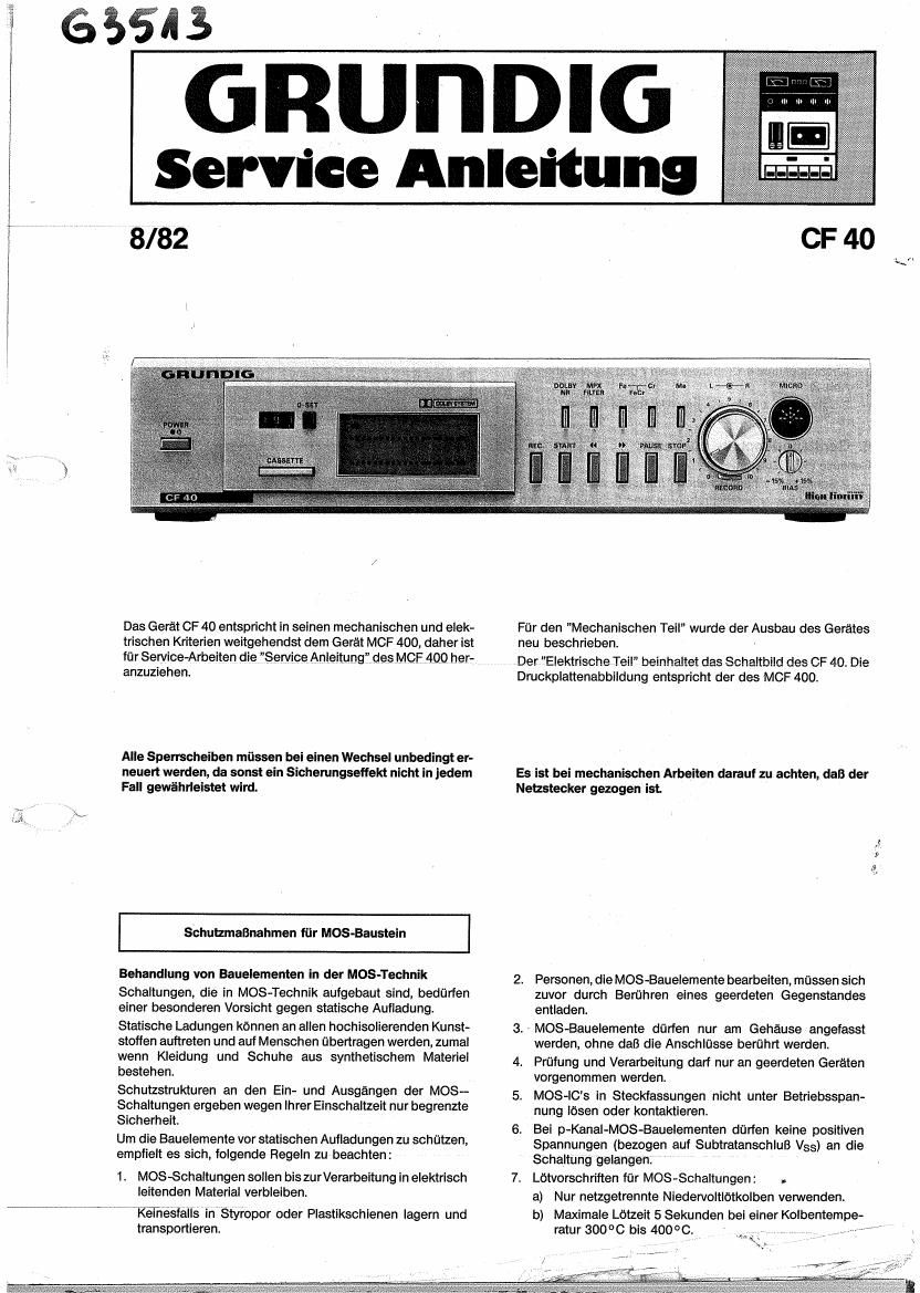 Grundig CF 40 Service Manual