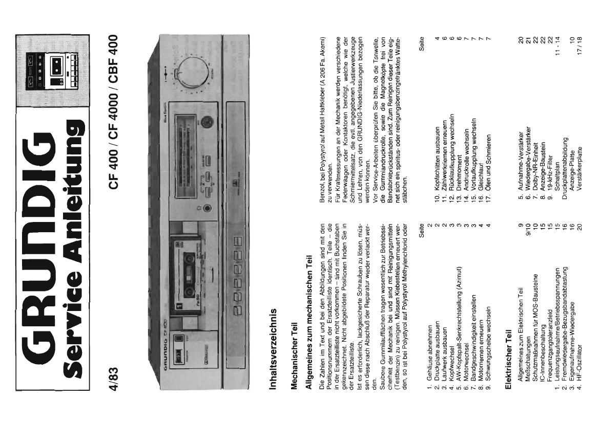 Grundig CF 400 4000 CBF 400 Service Manual