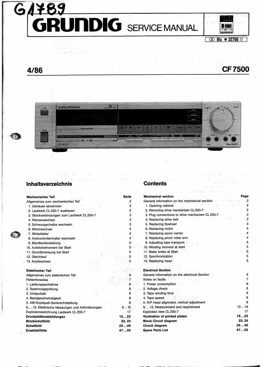Grundig CF 7500 Service Manual