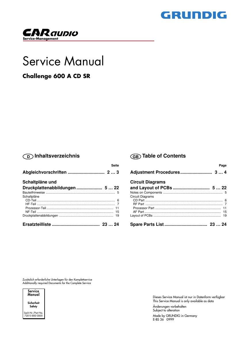 Grundig CHALLENGE 600 ACD Service Manual