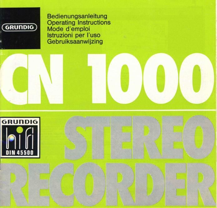 Grundig CN 1000 Owners Manual