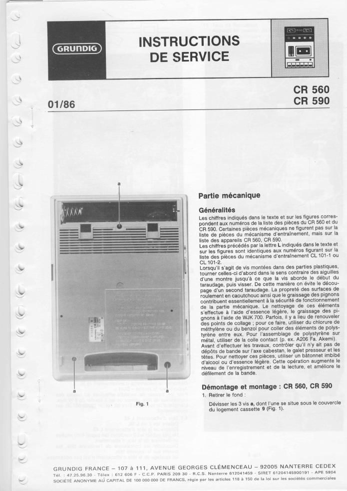 Grundig CR 560 Service Manual
