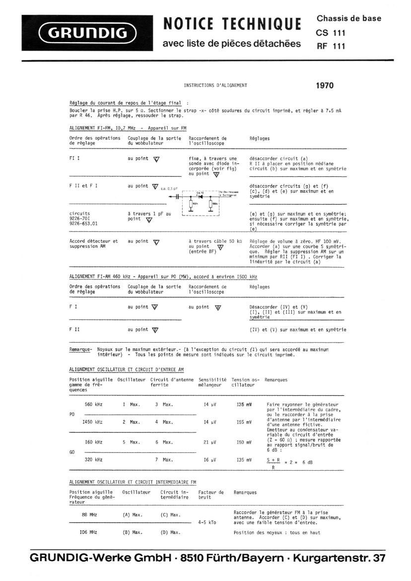 Grundig CS 111 Service Manual