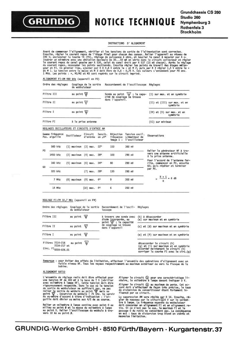Grundig CS 260 Service Manual