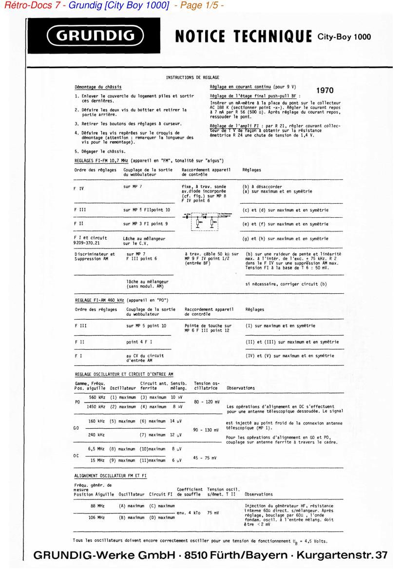 Grundig City Boy 1000 Service Manual