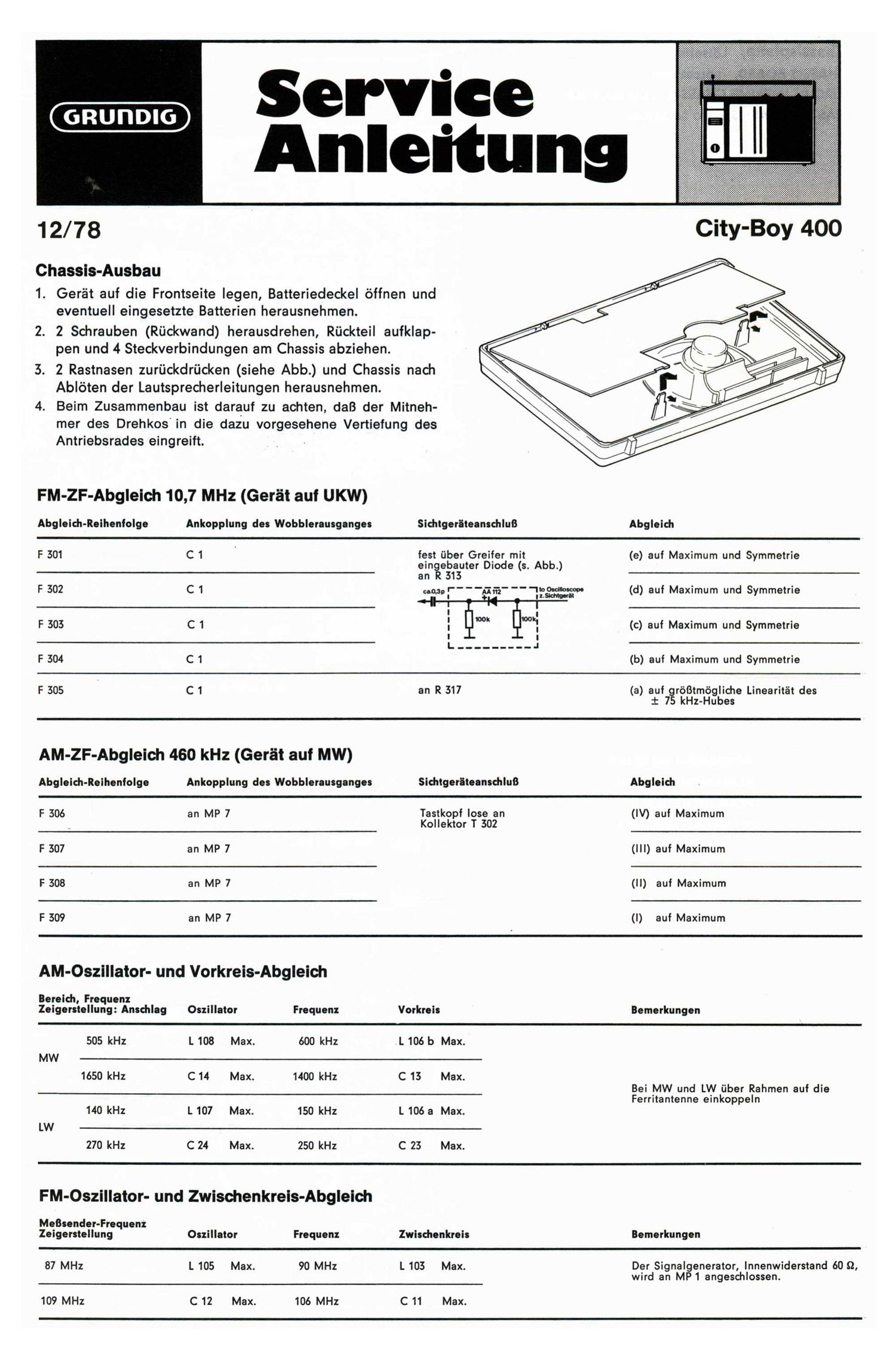 Grundig City Boy 400 Service Manual