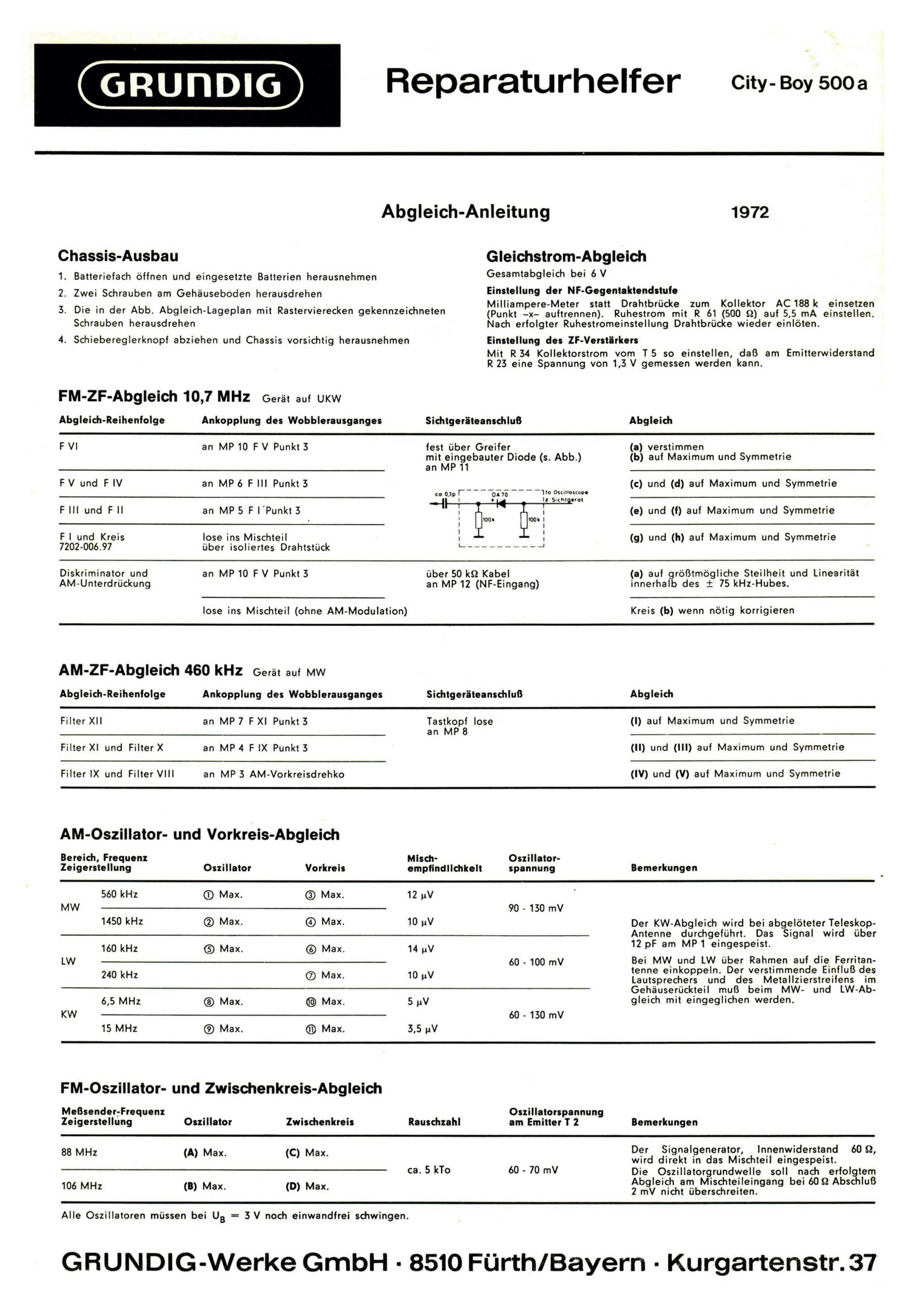 Grundig City Boy 500 A Service Manual