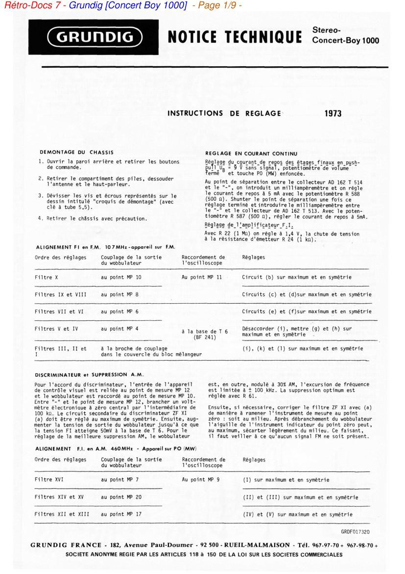 Grundig Service Manual für Concert Boy 200-220  Copy 