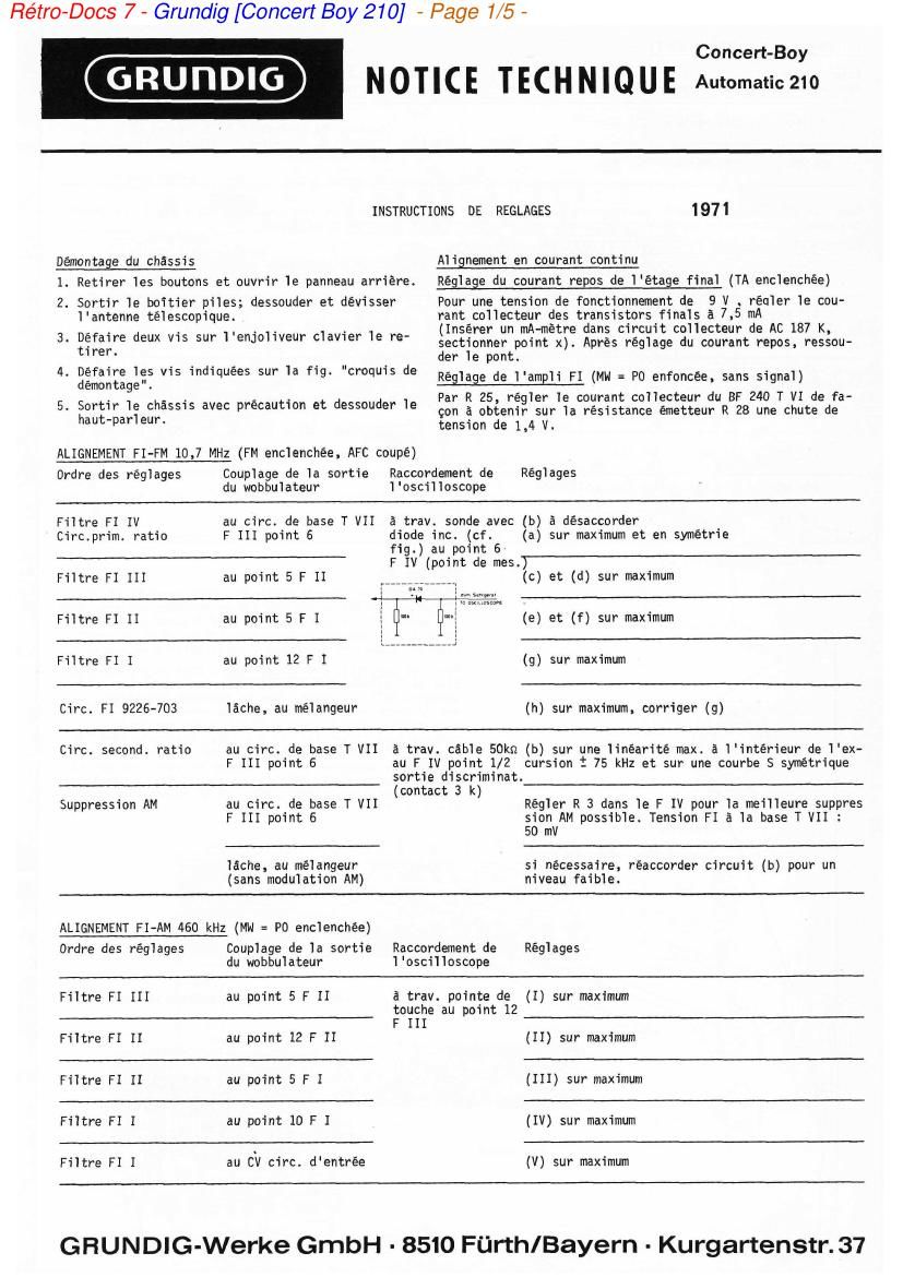 Grundig Concert Boy 210 Service Manual