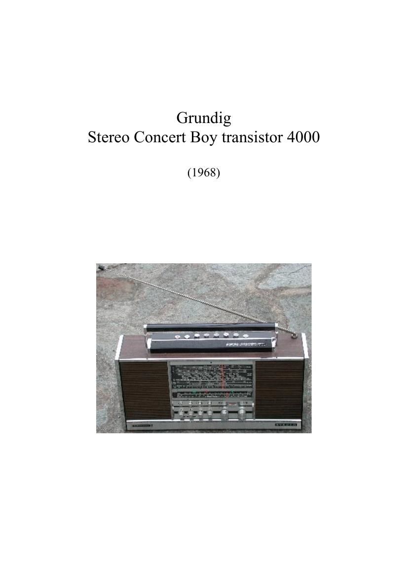 Grundig Concert Boy 4000 Schematic