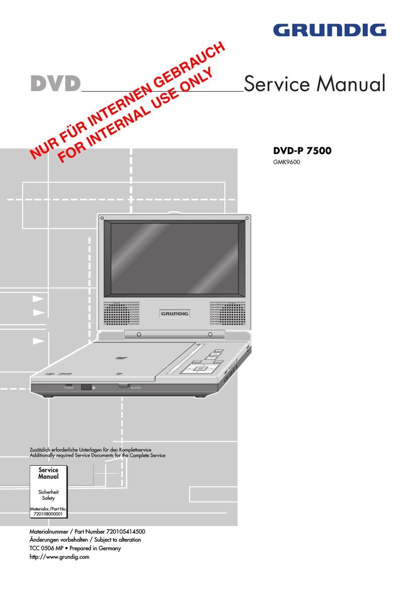 Grundig DVDP 7500 Service Manual