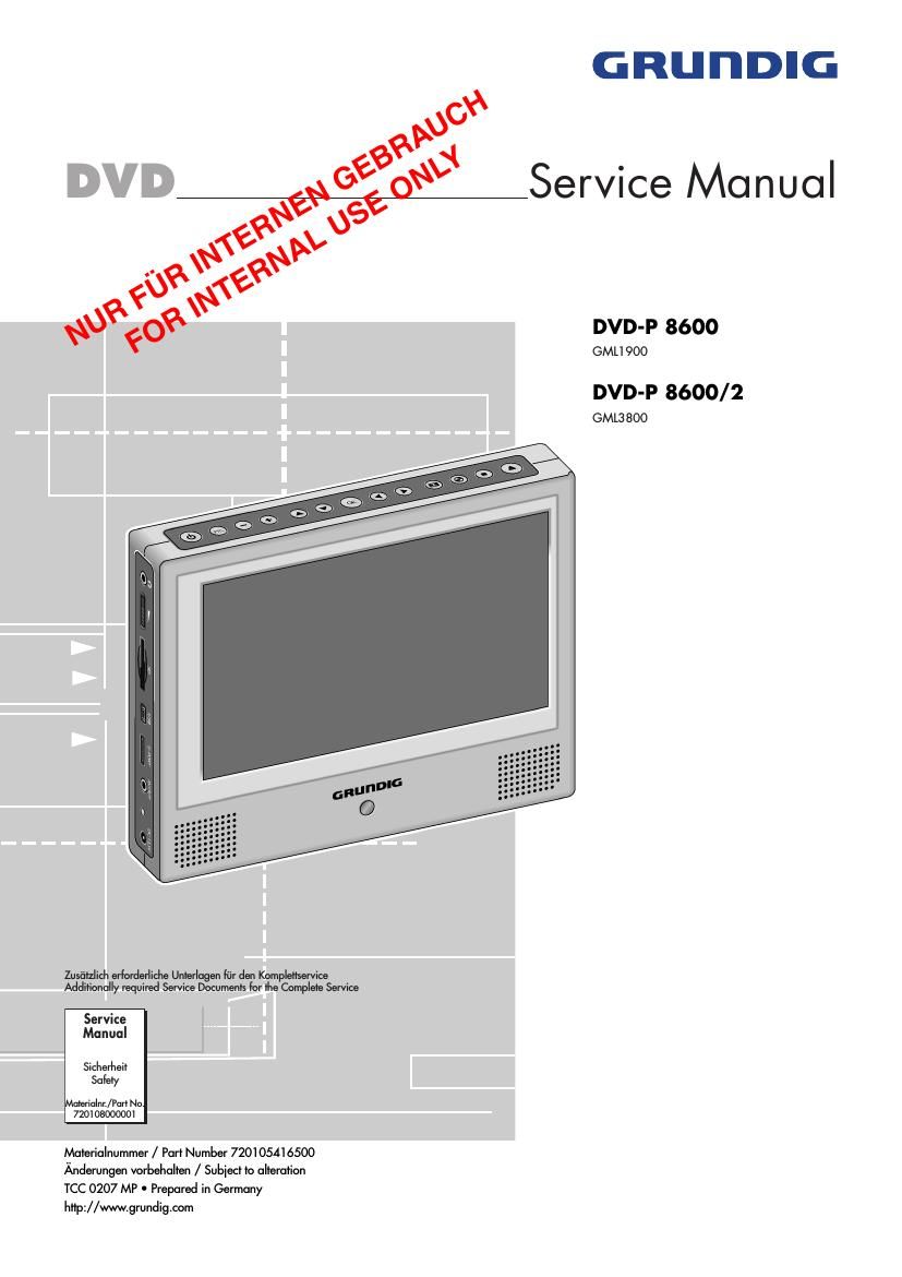 Grundig DVDP 8600 2 Service Manual