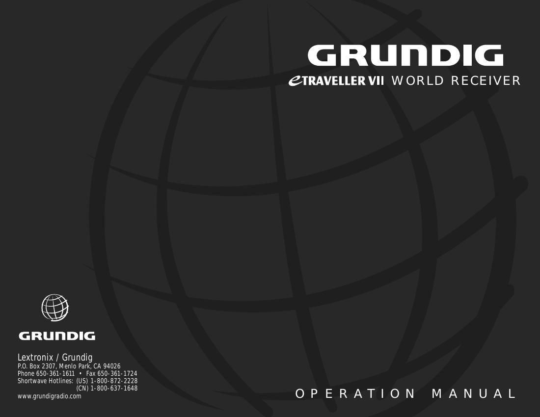 Grundig E TRAVELLER VII Owners Manual