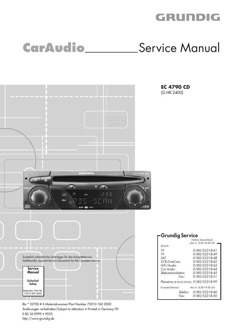 Grundig EC 4079 CD Service Manual