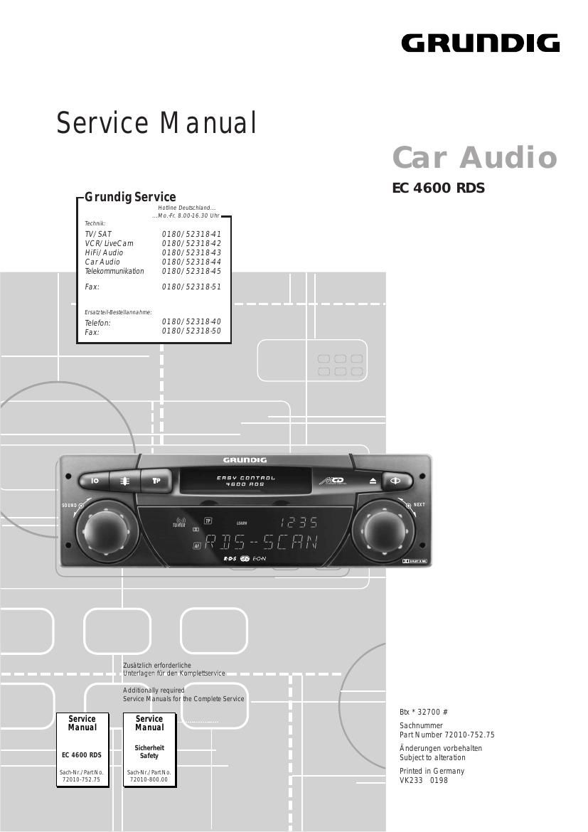 Grundig EC 4600 RDS Service Manual