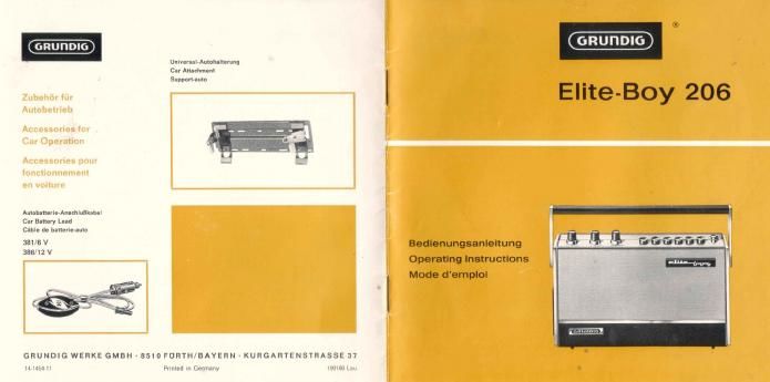 Grundig Elite Boy 206 Owners Manual