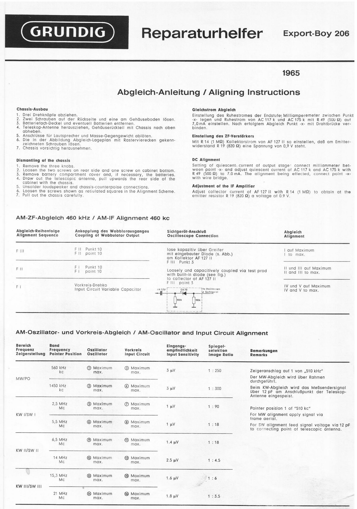 Grundig Export Boy 206 Service Manual