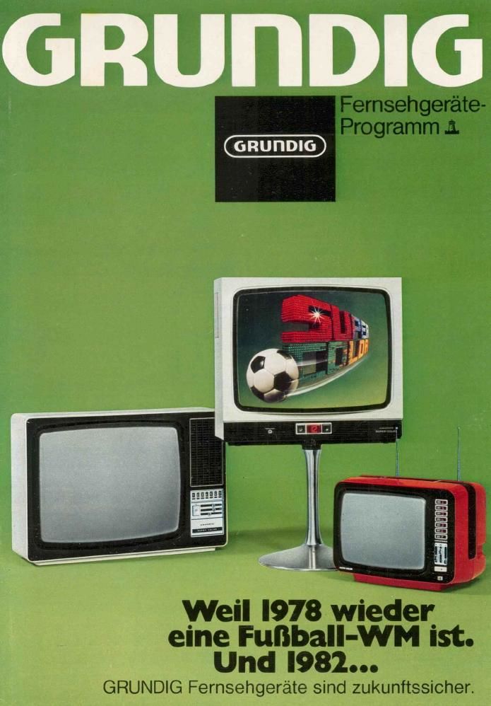 Fernsehgeräte-Programm 1974 zur Fußball WM Grundig Prospekt Interessant  #11 