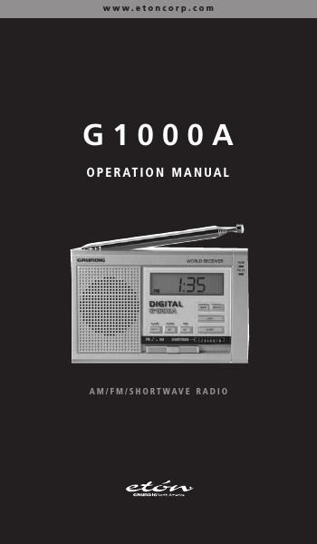 Grundig G 1000 A Owners Manual