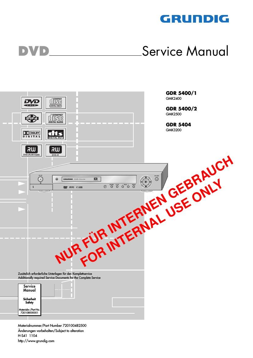 Grundig GDR 5400 1 GDR 5400 2 GDR 5404 Service Manual