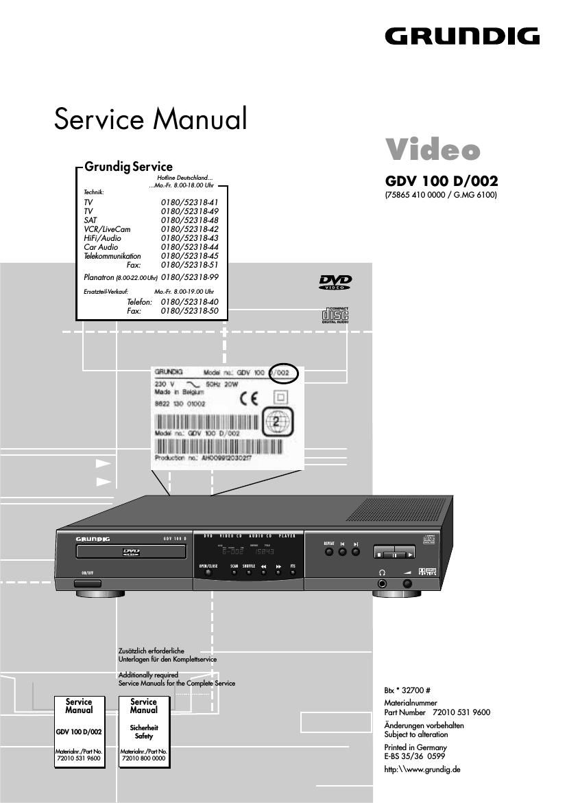 Grundig GDV 100 Service Manual