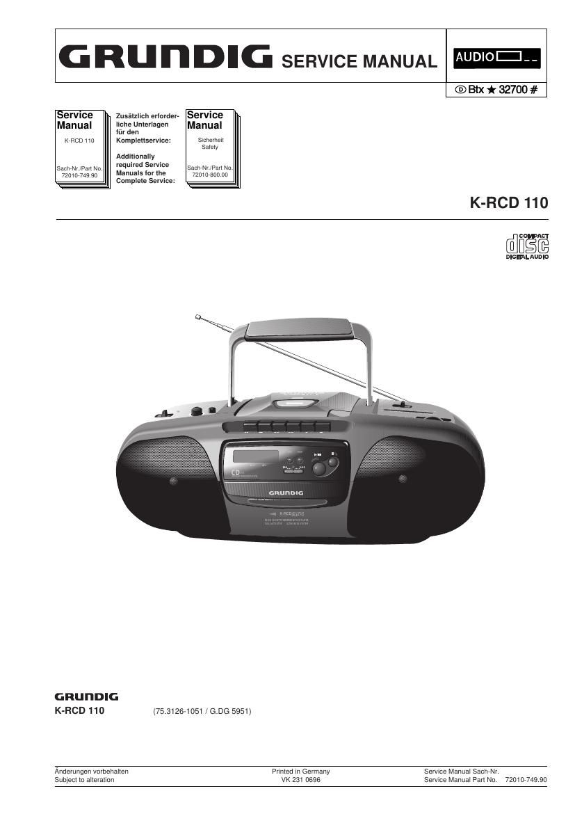 Grundig KRCD 110 Service Manual