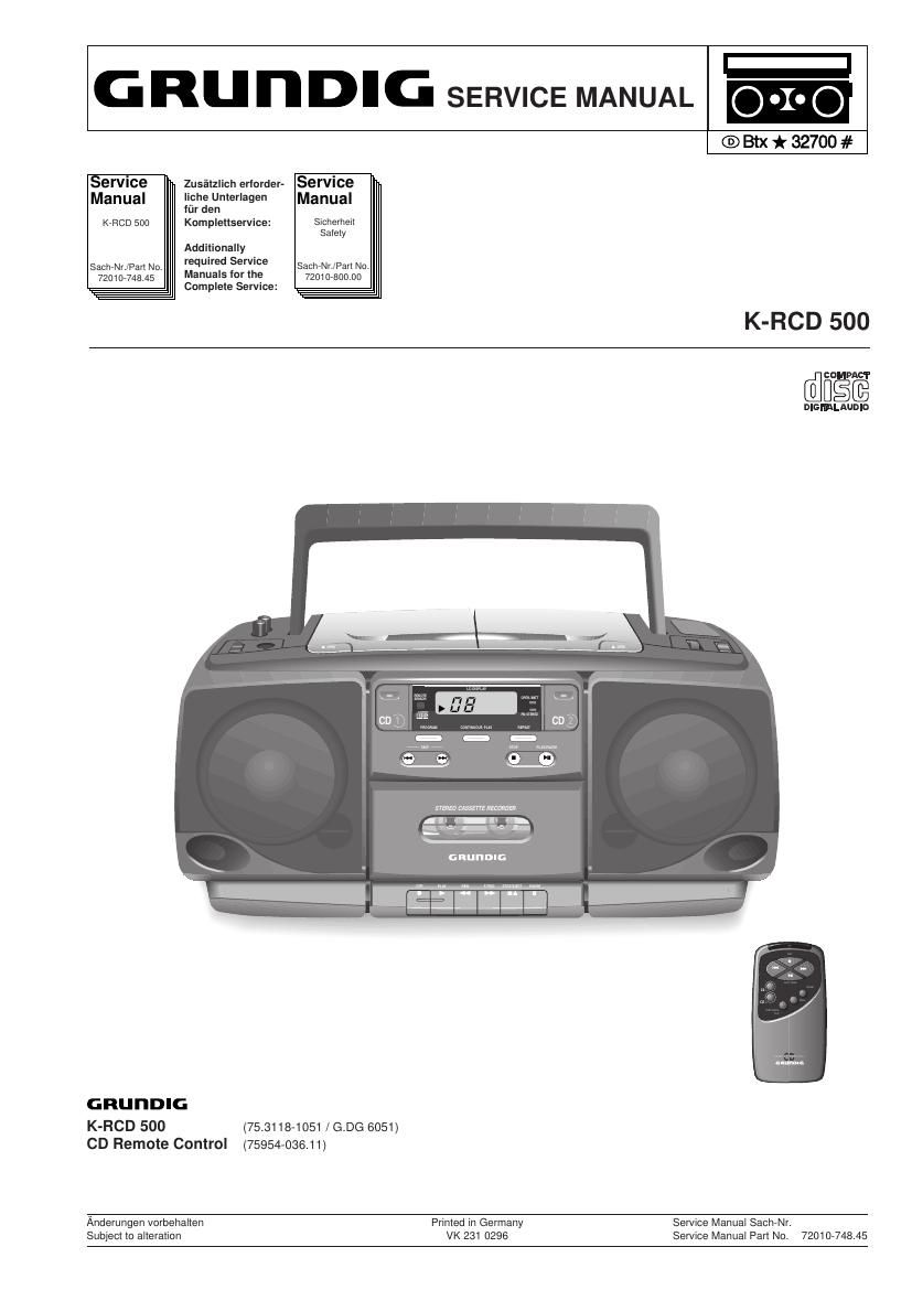 Grundig KRCD 500 Service Manual