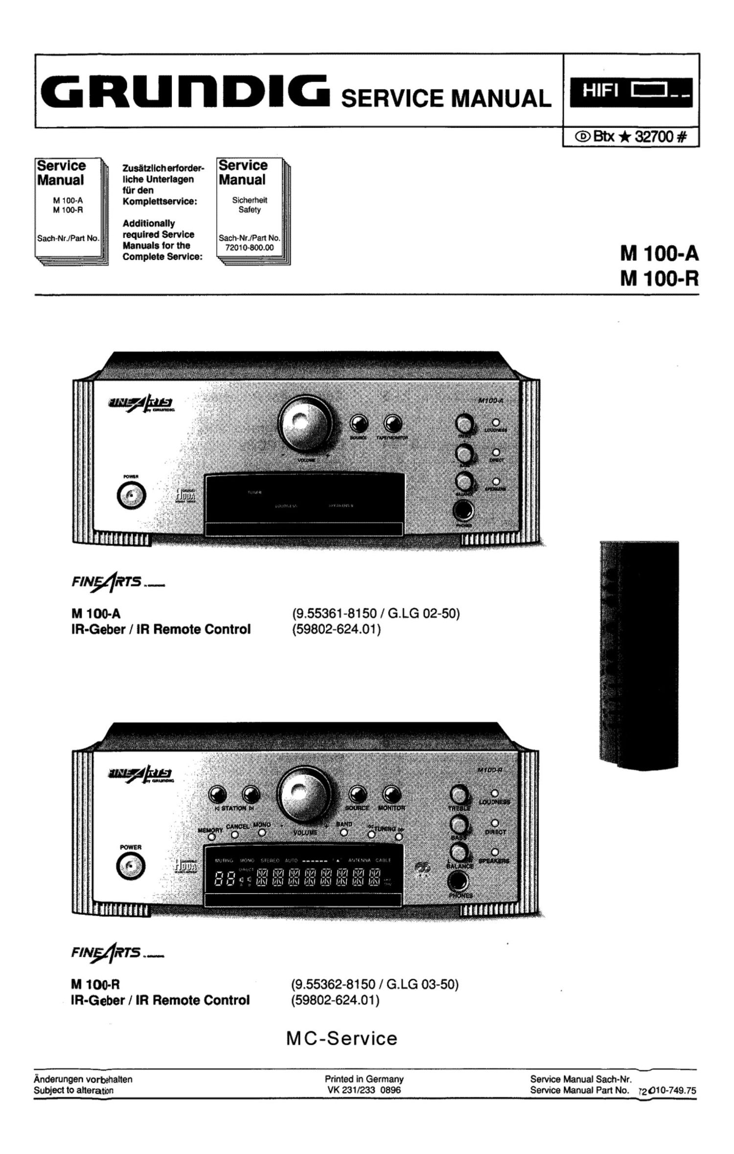 Grundig M 100 A Service Manual