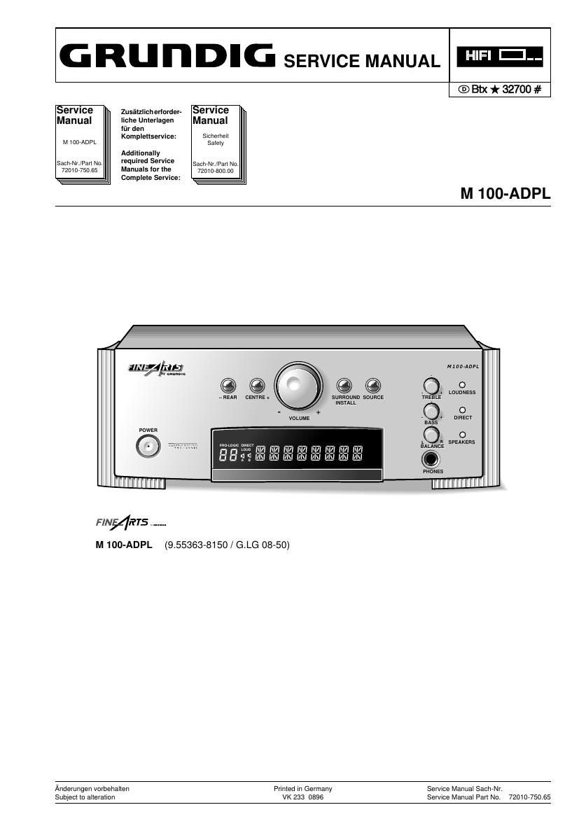 Grundig M 100 ADPL Service Manual