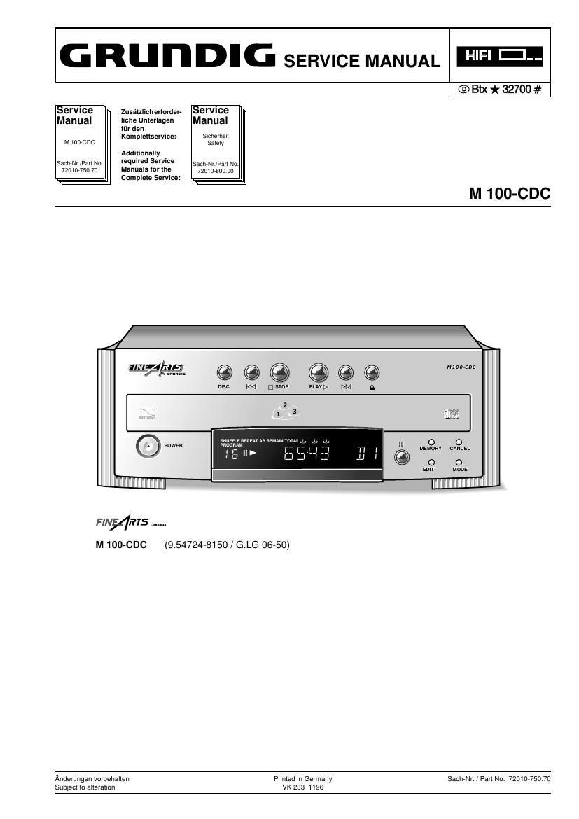 Grundig M 100 CDC Service Manual