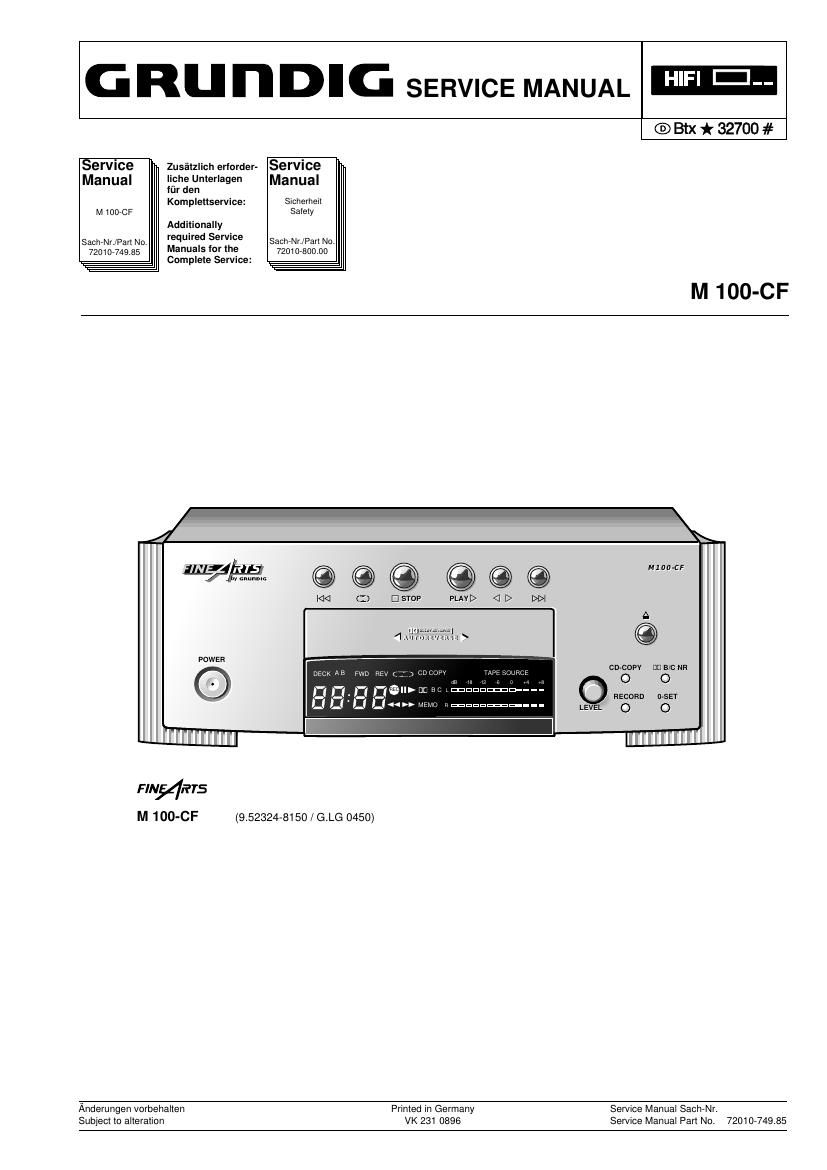 Grundig M 100 CF Service Manual