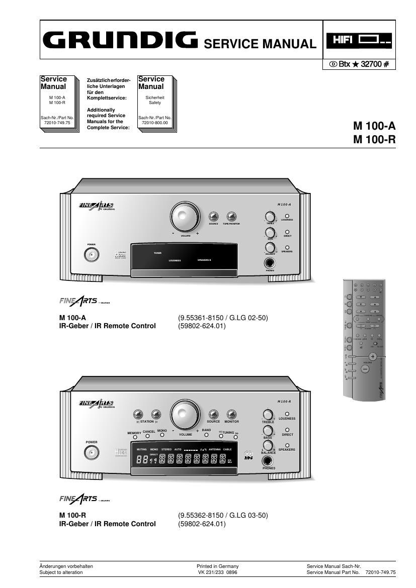 Grundig M 100 Service Manual