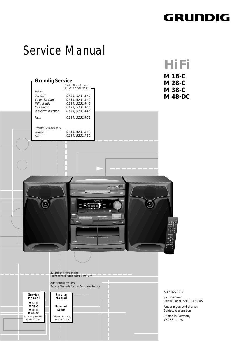 Grundig M 18 C M 28 C M 38 C M 48 DC Service Manual