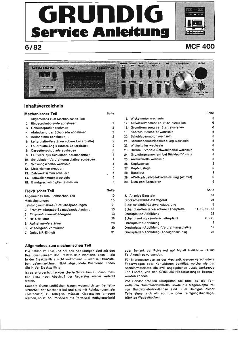 Grundig MCF 400 Service Manual