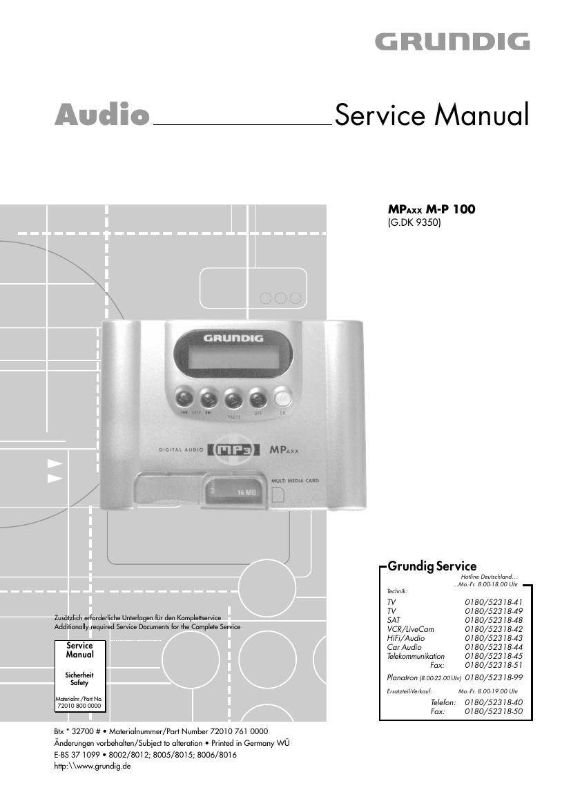 Grundig MP 100 Service Manual