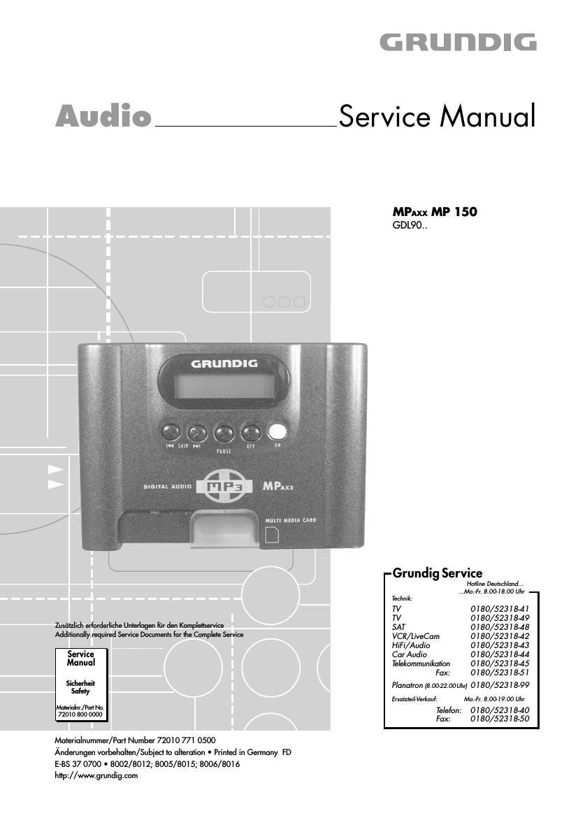 Grundig MP 150 Service Manual