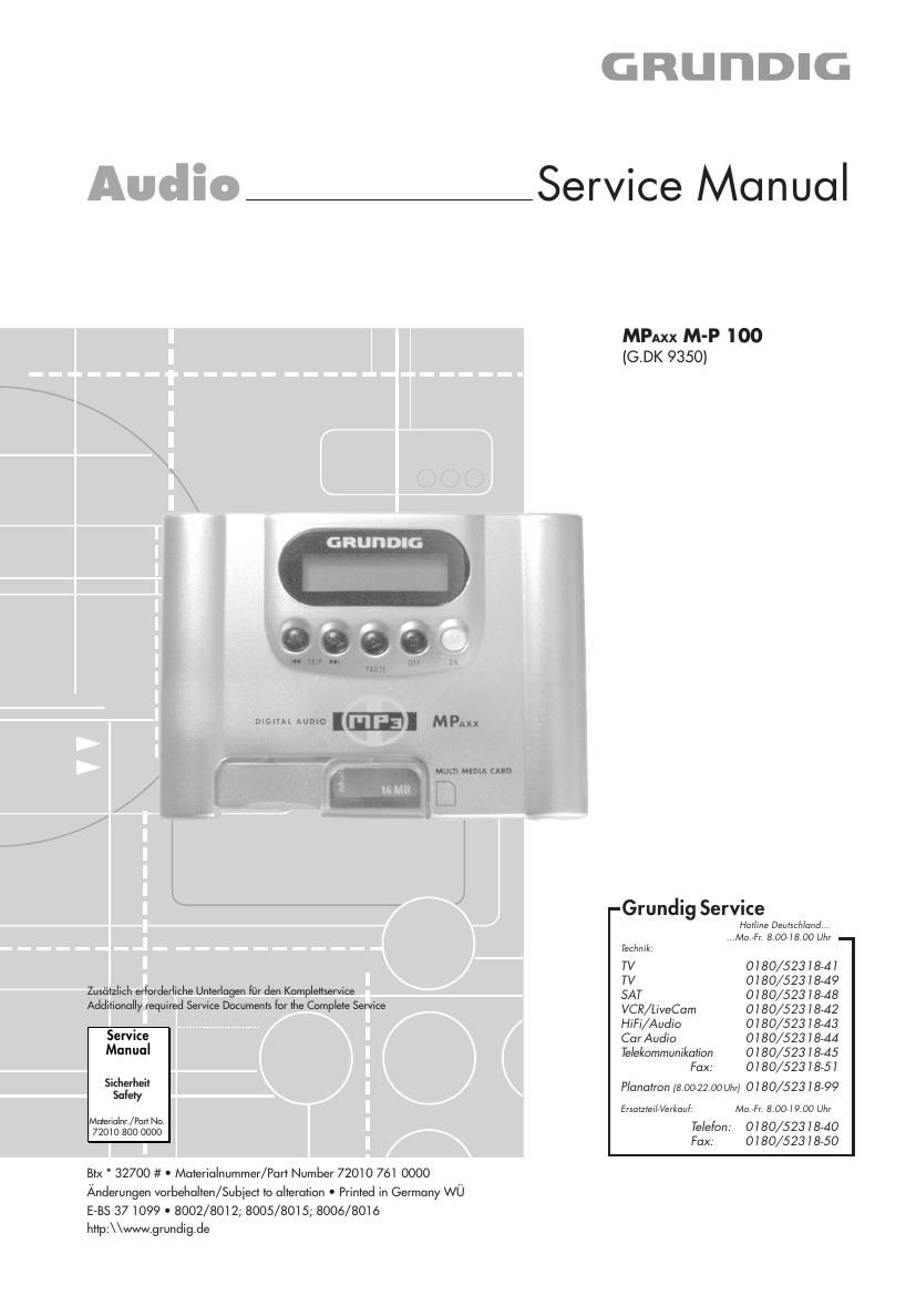Grundig MPAXXMP 100 Service Manual